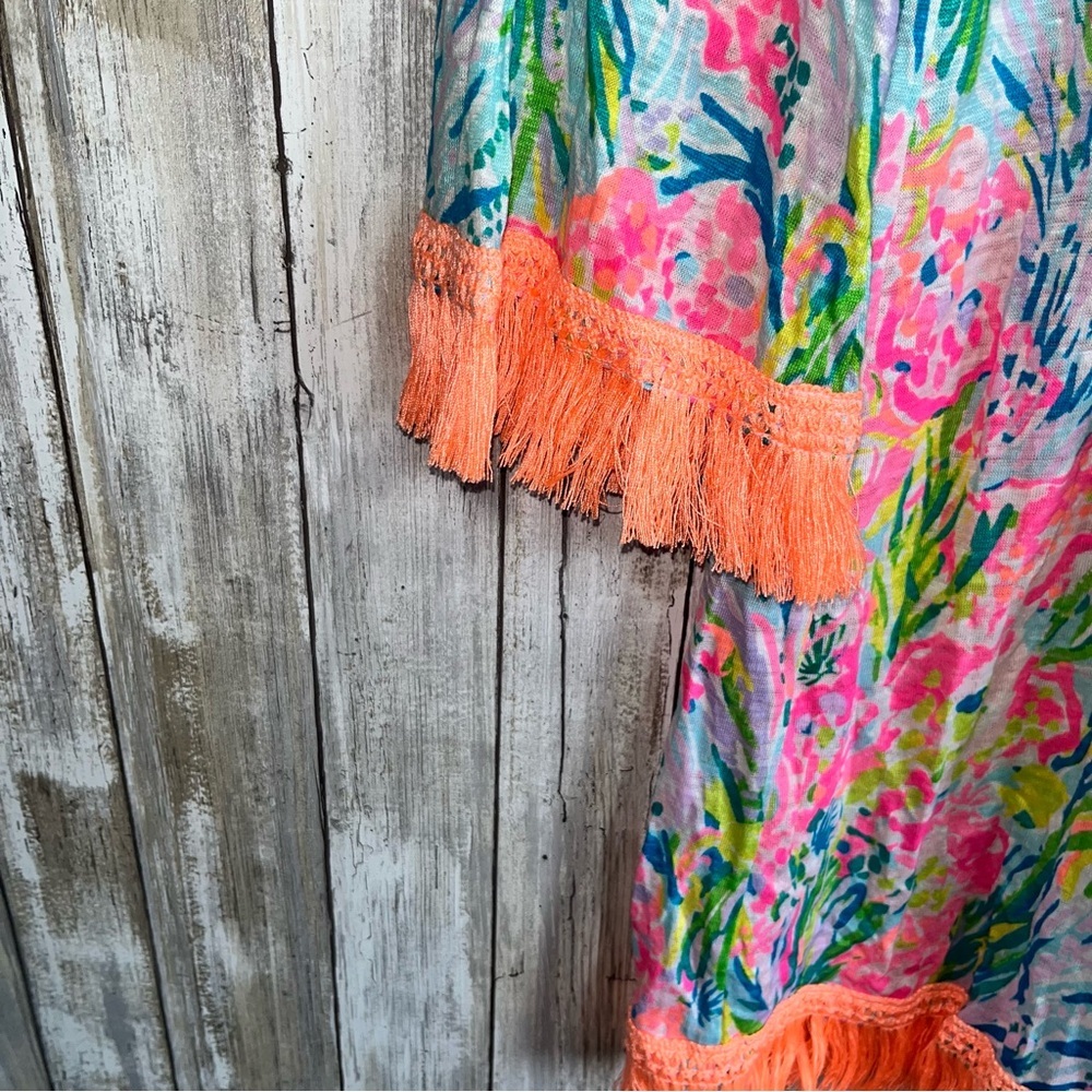 Lilly Pulitzer Getaway Coverup Dress in Fan Sea Pants 100% Linen - Picture 4 of 6